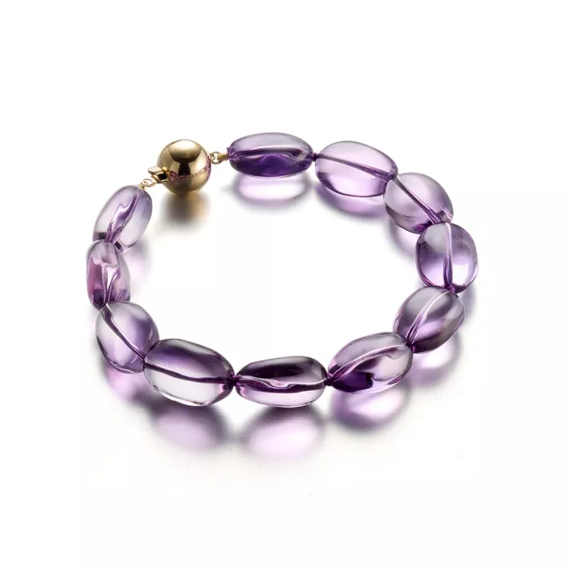 12mm Amethyst Pebble Bead Bracelet