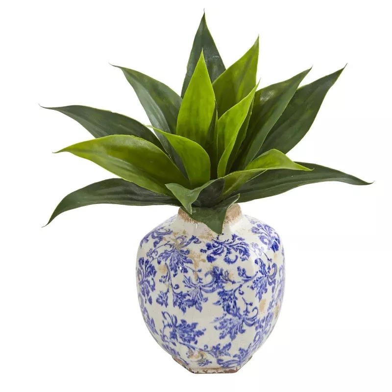 15 Agave Succulent Artificial Plant in Decorative Vase