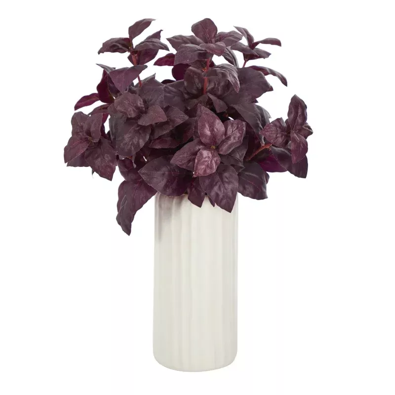 15 Basil Artificial Plant in White Planter