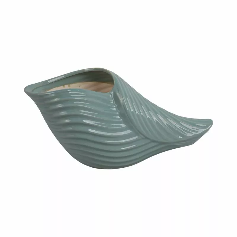 17″ Seaside Blue Cer Shell Planter