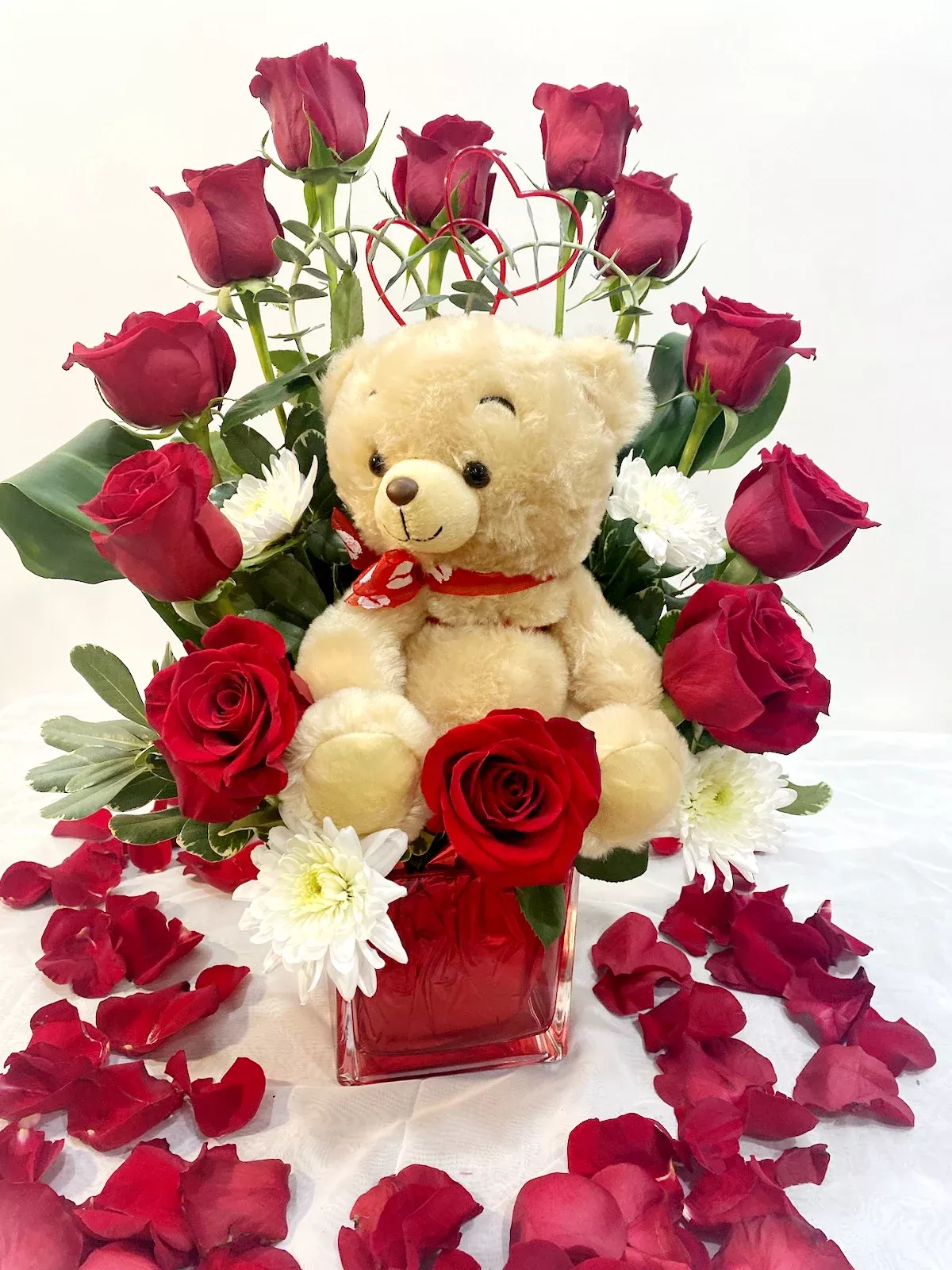 #17 Valentine’s Cuddle Bear Arrangement