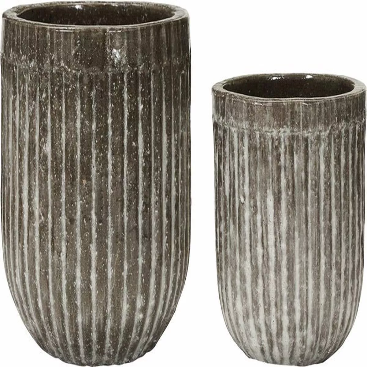 2 Brown Patterned Planters – House Doctor