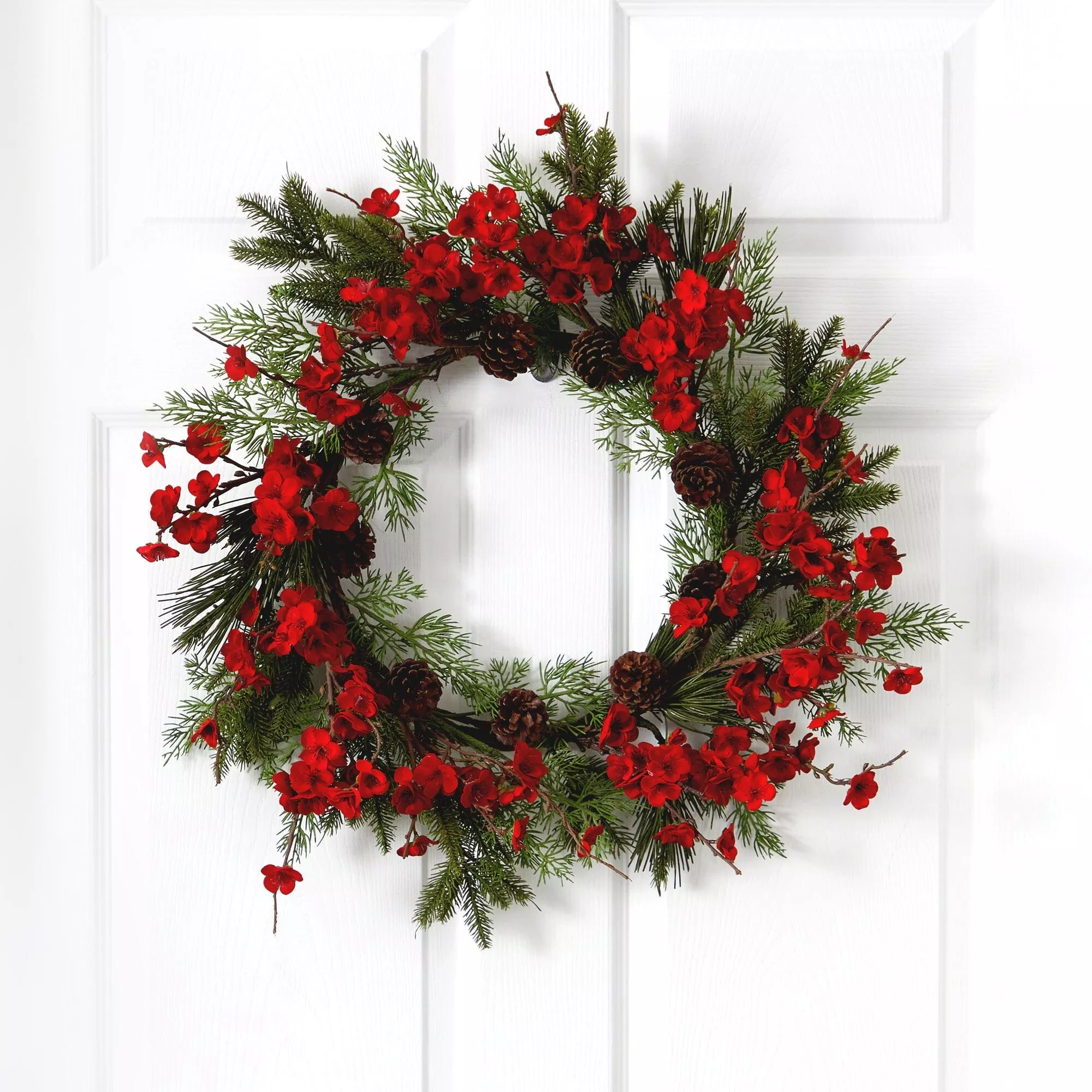 24 Artificial Plum Blossom Pine Wreath