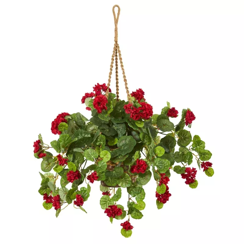 27 Geranium Artificial Plant in Hanging Basket