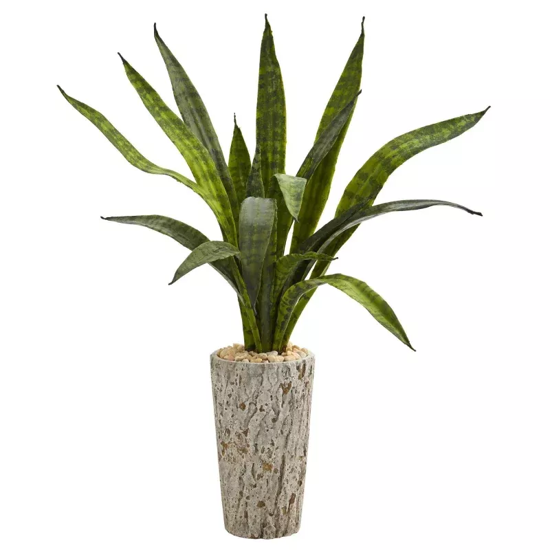27 Sansevieria Artificial Plant in Weathered Oak Planter