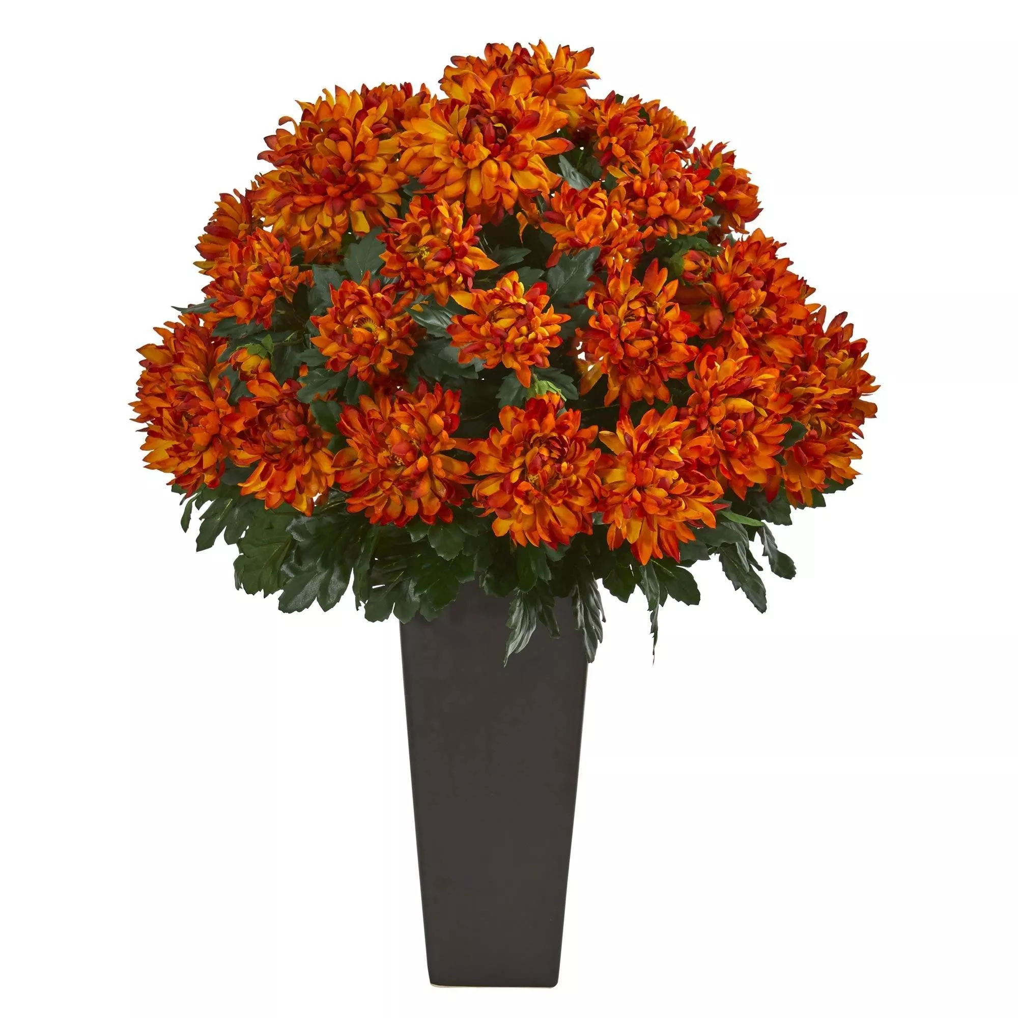 27 Spider Mum Artificial Plant in Black Planter