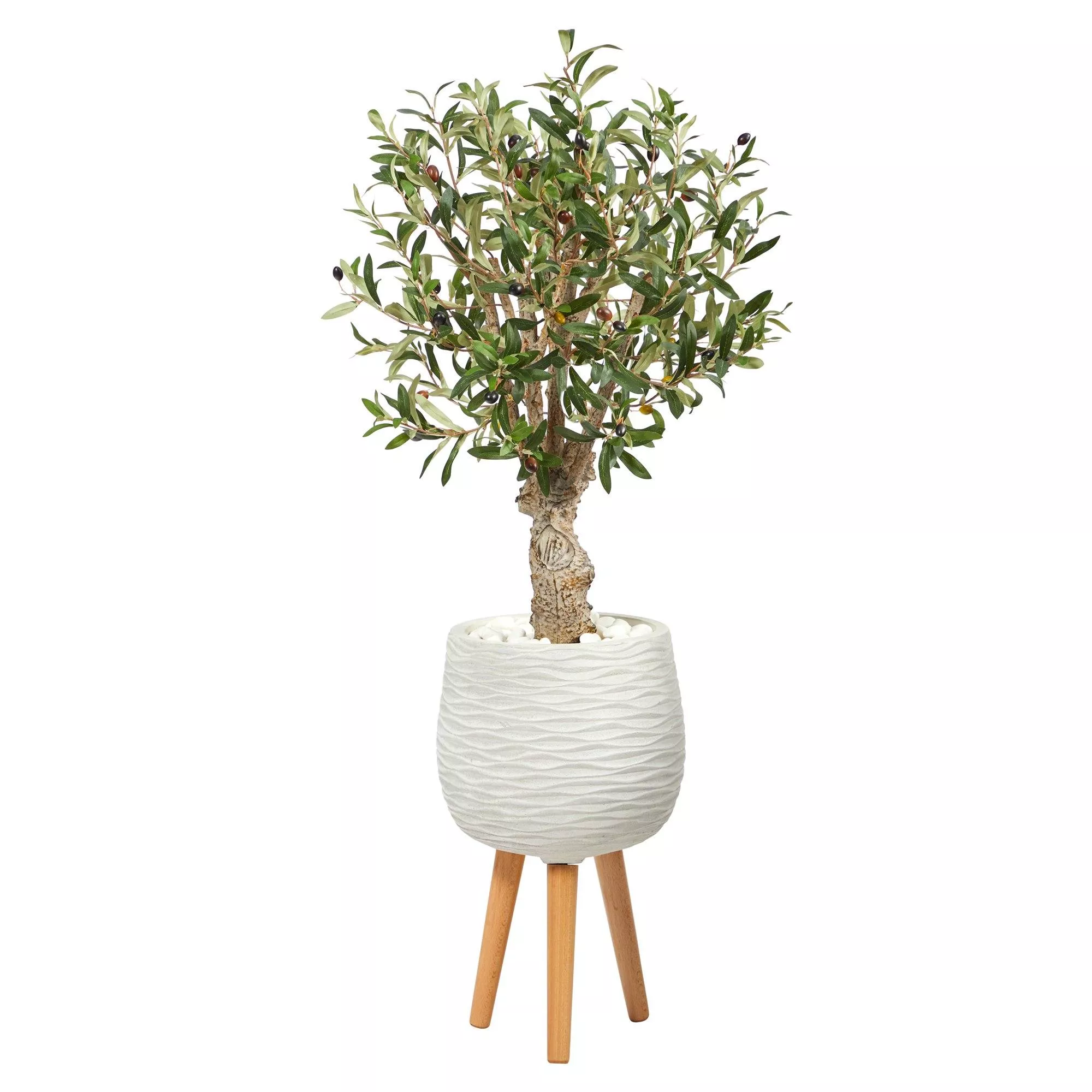 3.5 Olive Artificial Tree in White Planter with Stand