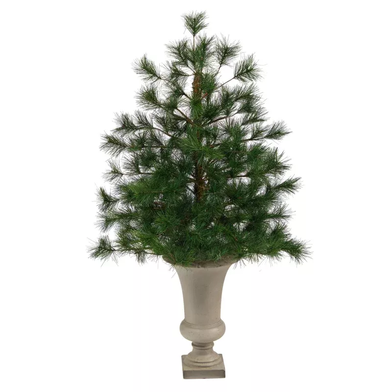 3.5 Yukon Mixed Pine Artificial Christmas Tree with 213 Bendable Branches in Sand Colored Urn