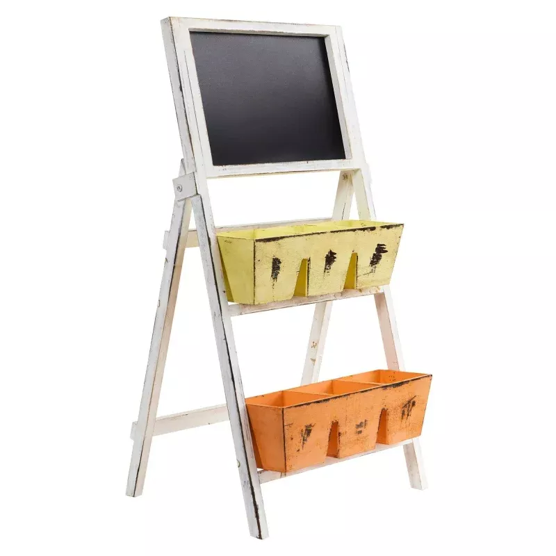 31 Farmhouse Multipurpose Bin and Chalkboard Stand