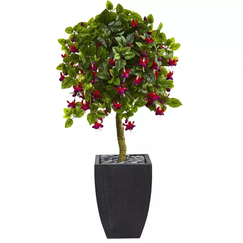 4 Fuschia Artificial Tree in Black Wash Planter