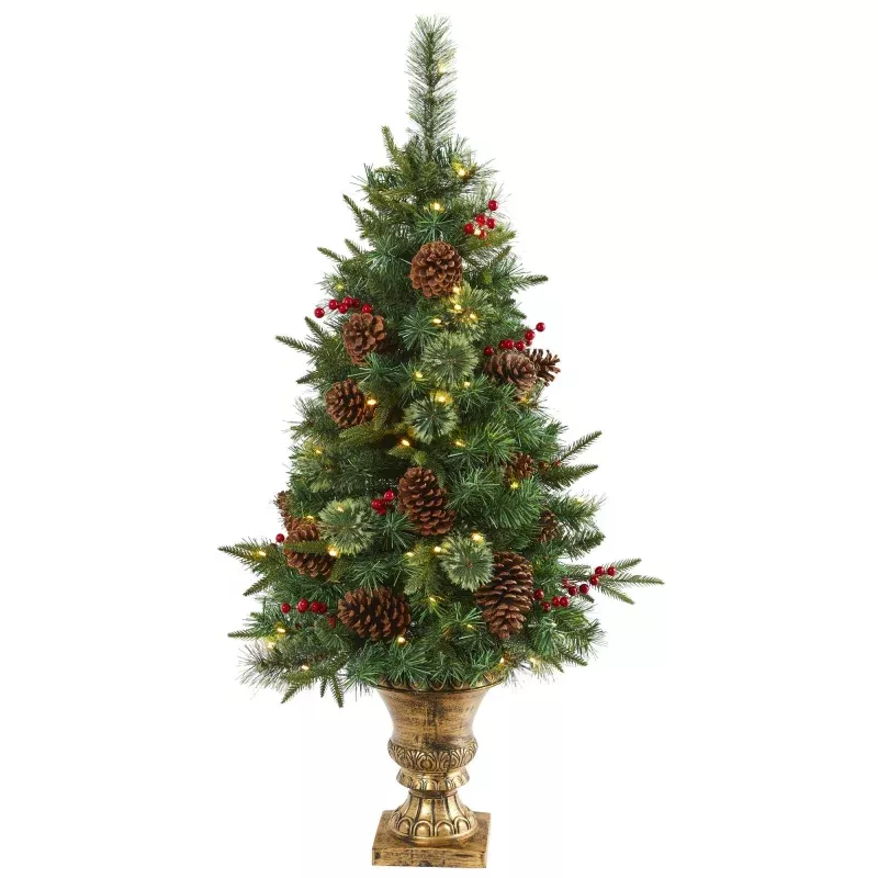 4 Pine, Pinecone and Berries Artificial Christmas Tree in Decorative Urn