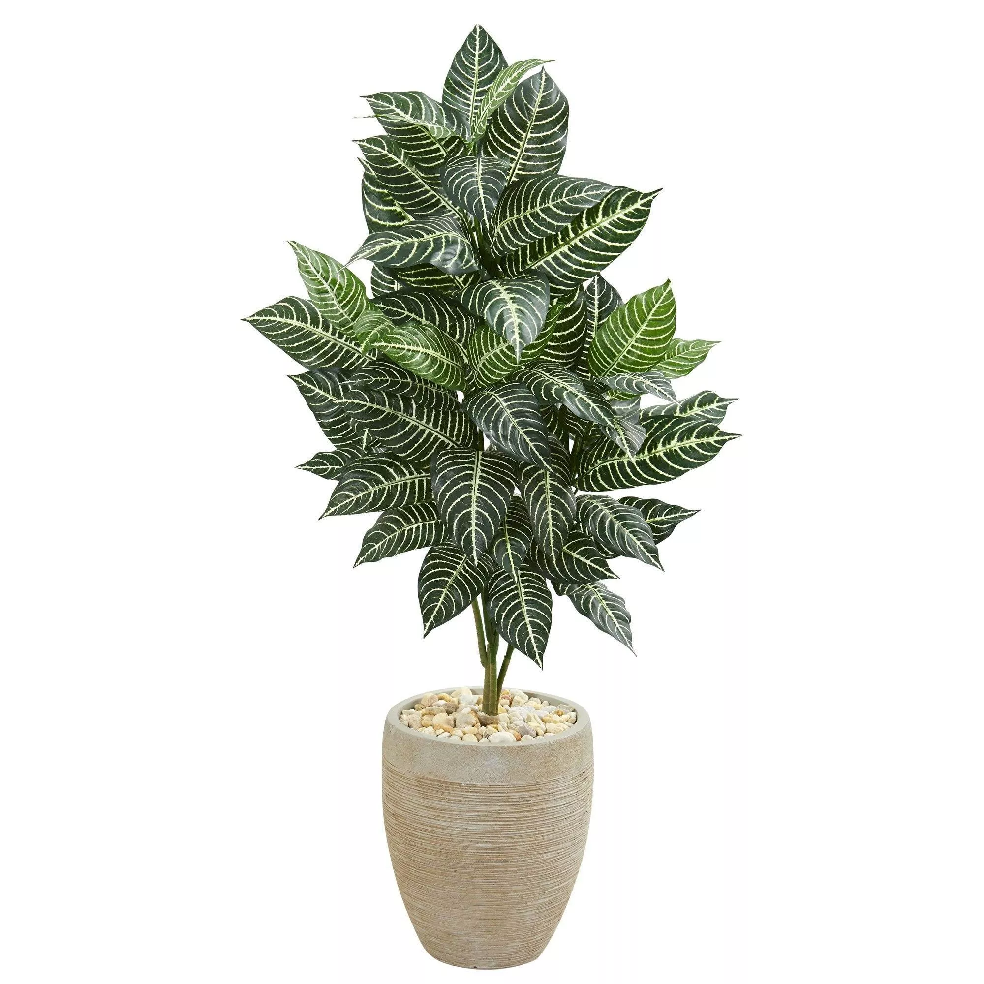 4 Zebra Artificial Plant in Sand Colored Planter