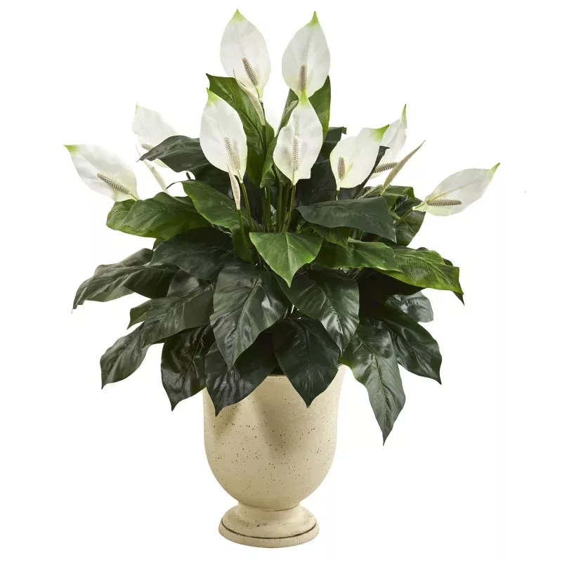 43 Spathifyllum Artificial Plant in White Urn