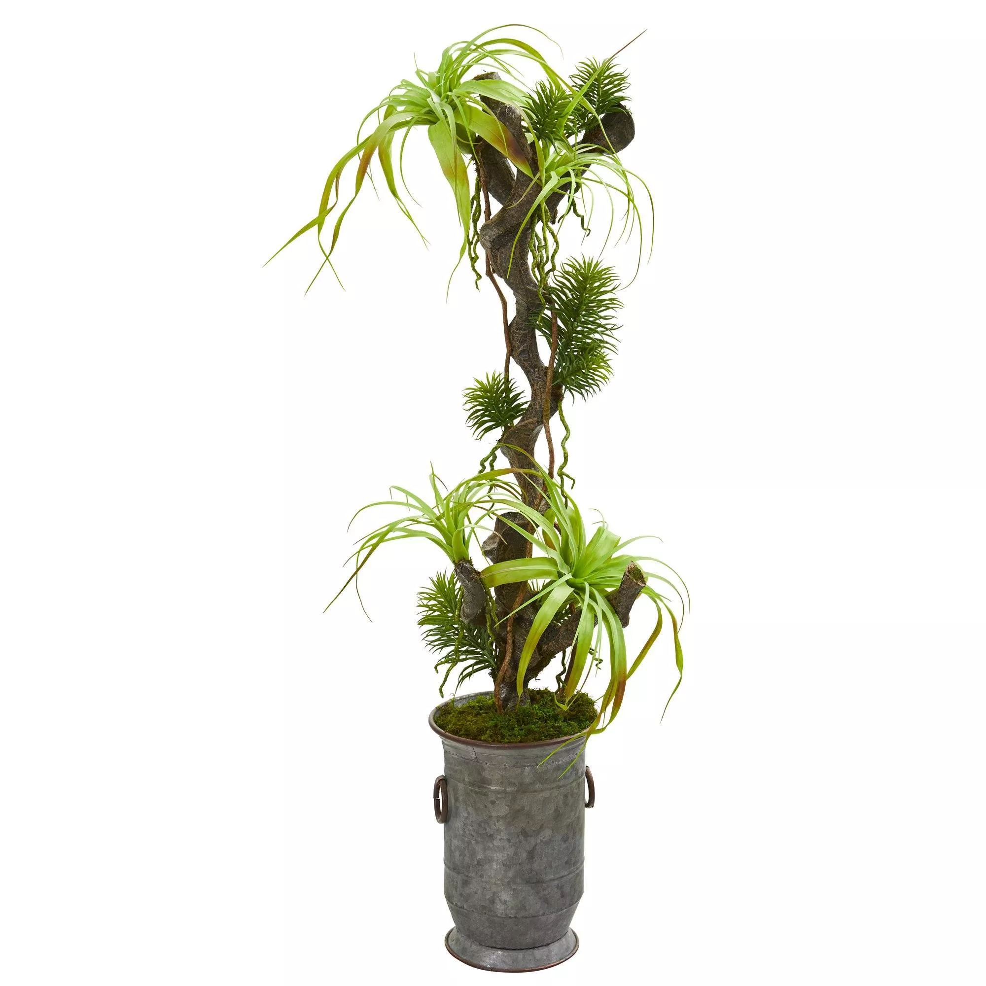 47 Tillandsia Artificial Plant in Vintage Metal Planter