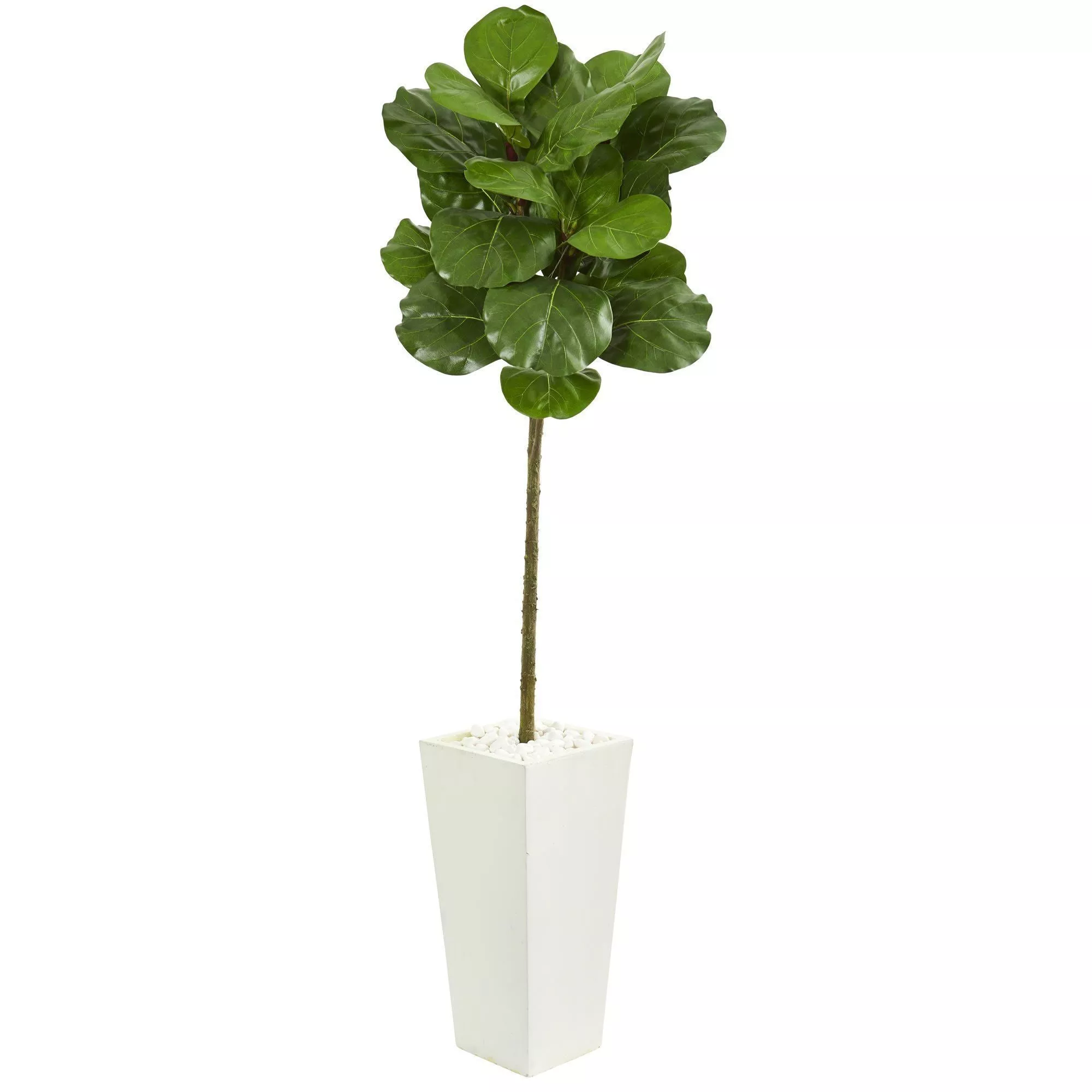 5.5 Fiddle Leaf Artificial Tree in White Tower Planter