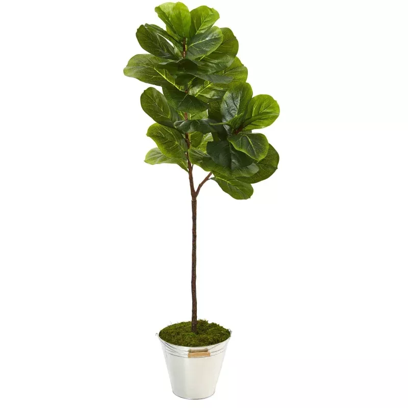 5 Fiddle Leaf Artificial Tree in Tin Bucket