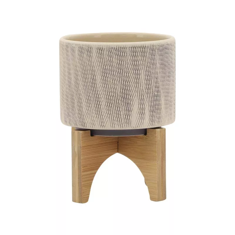 5″ MESH PLANTER W/ STAND, TAN