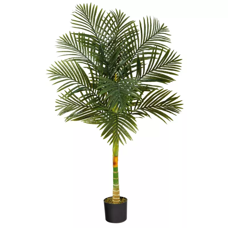 5 Single Stalk Golden Cane Artificial Palm Tree