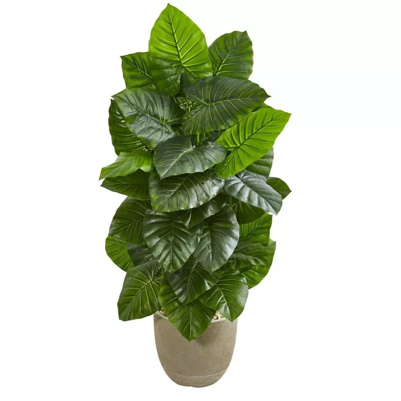 53 Taro Artificial Plant in Sand Stone Planter
