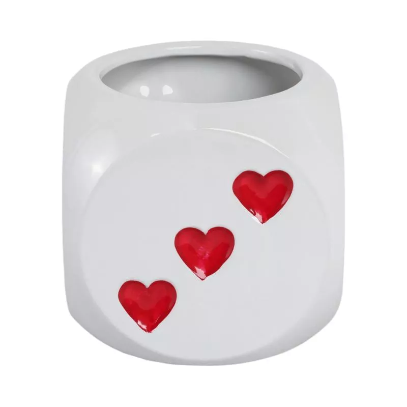 6″ Dice Planter, White/red