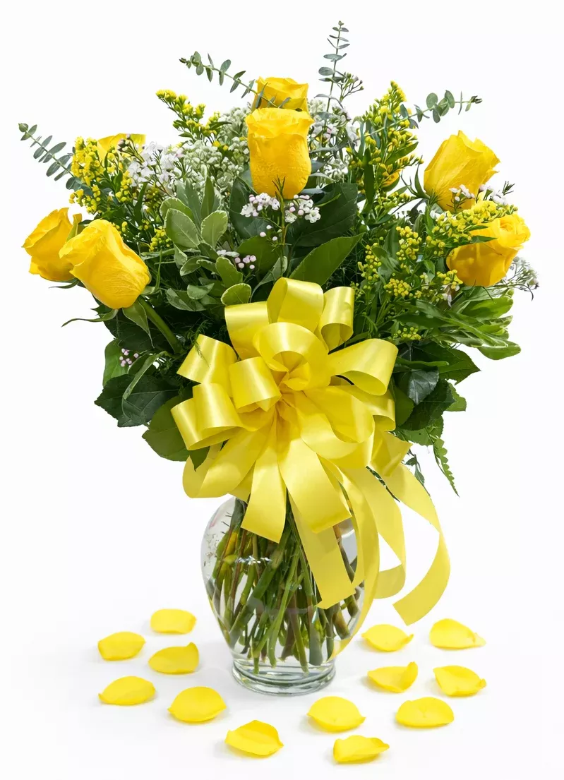 #6 One Dozen Yellow Roses in a Vase