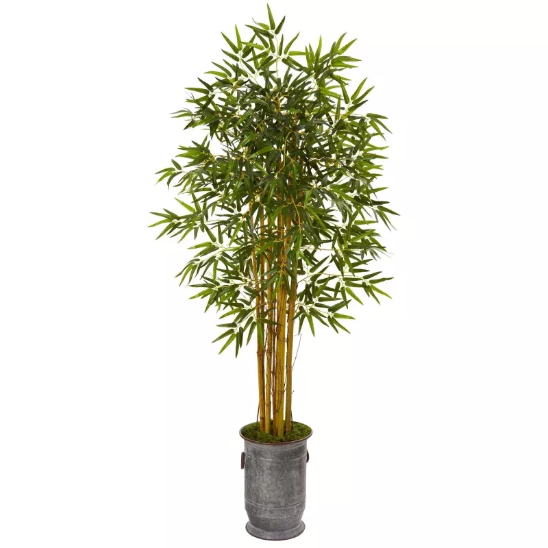 68 Bamboo Artificial Tree in Vintage Metal Planter