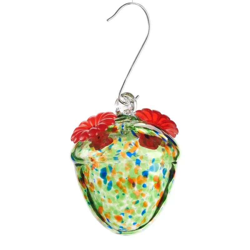 Artglass Acorn Hummingbird Feeder, Green