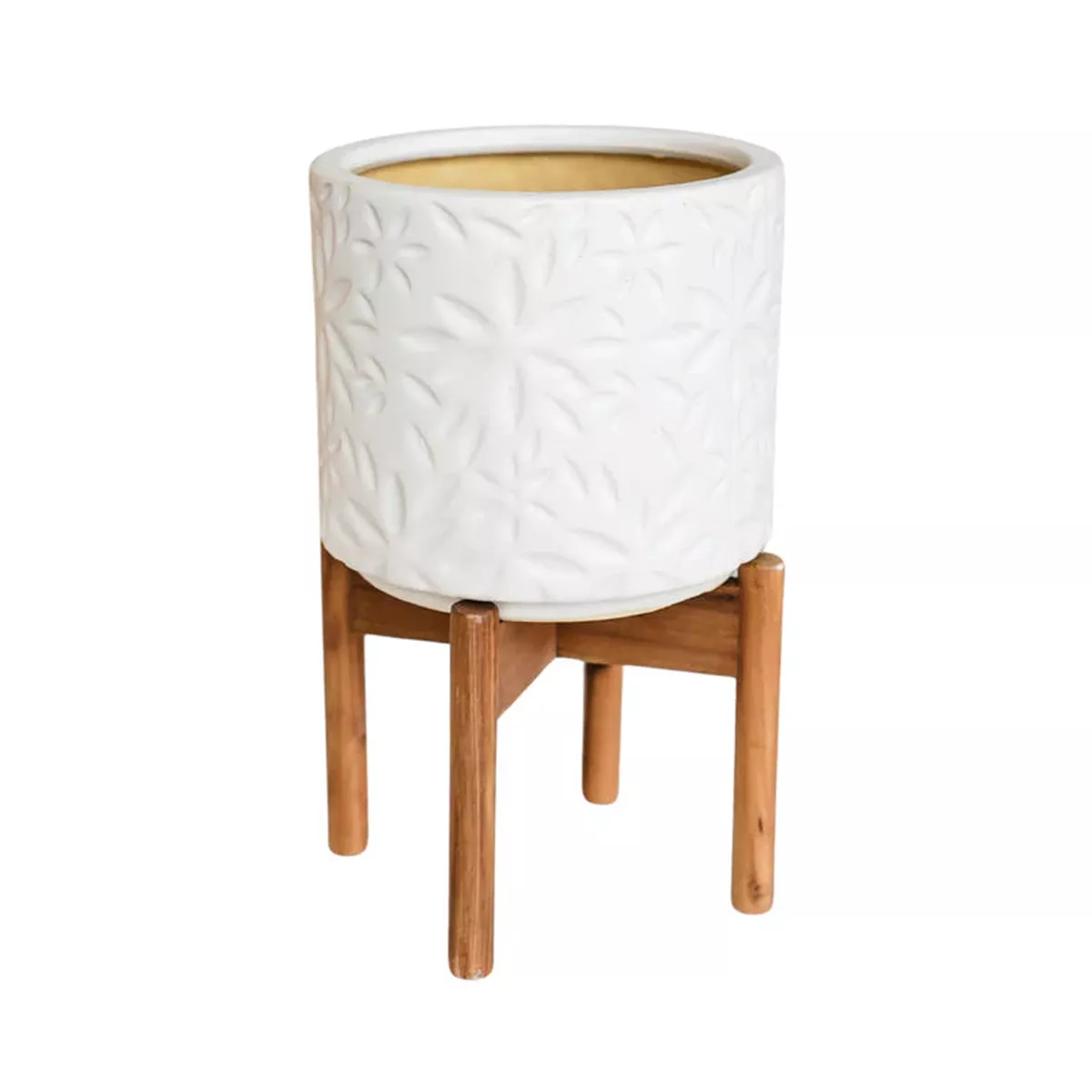 Aspen Flower White Planter H34cm 22cm