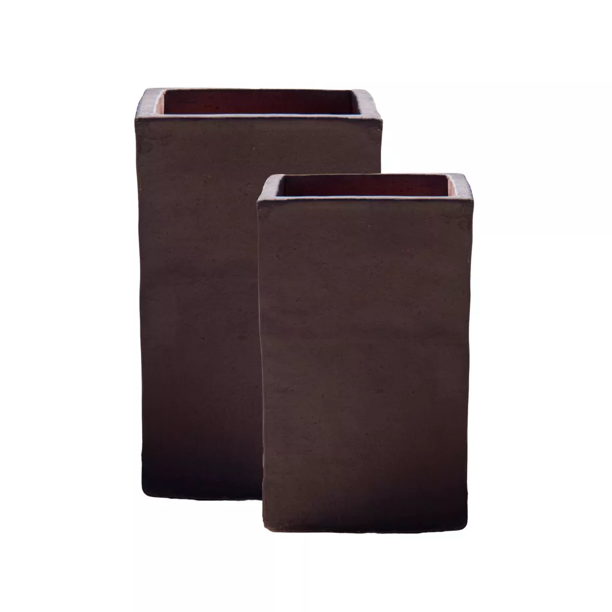 Black Clay Tall Square Planter