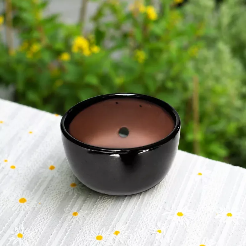 Black Glazed Terracotta Pot