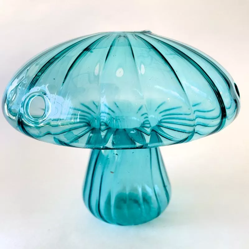 Blue Mushroom Glass Vase – Large