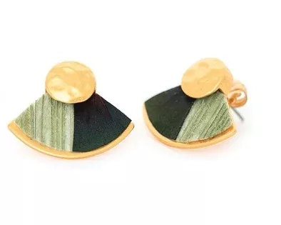 Brackish Spruce Feathered Stud Earrings