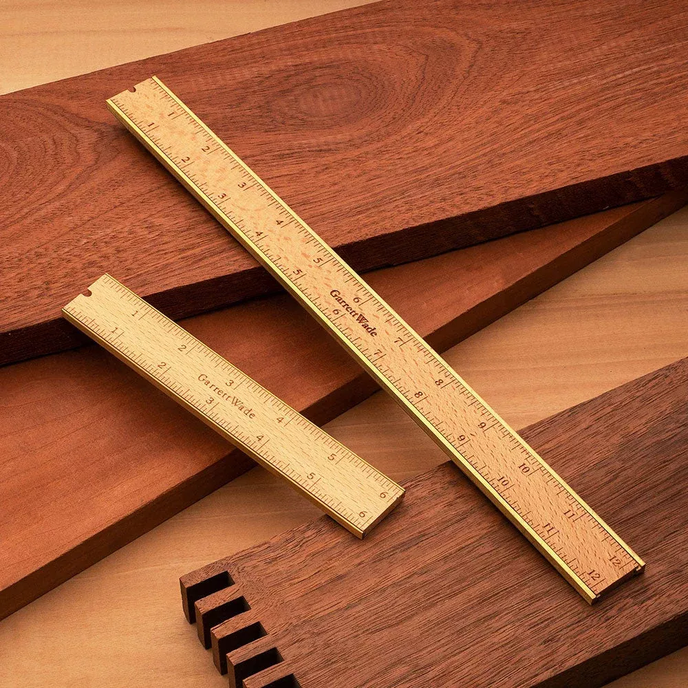 Brass-Bound Wood Rule Set – 6″ and 12″