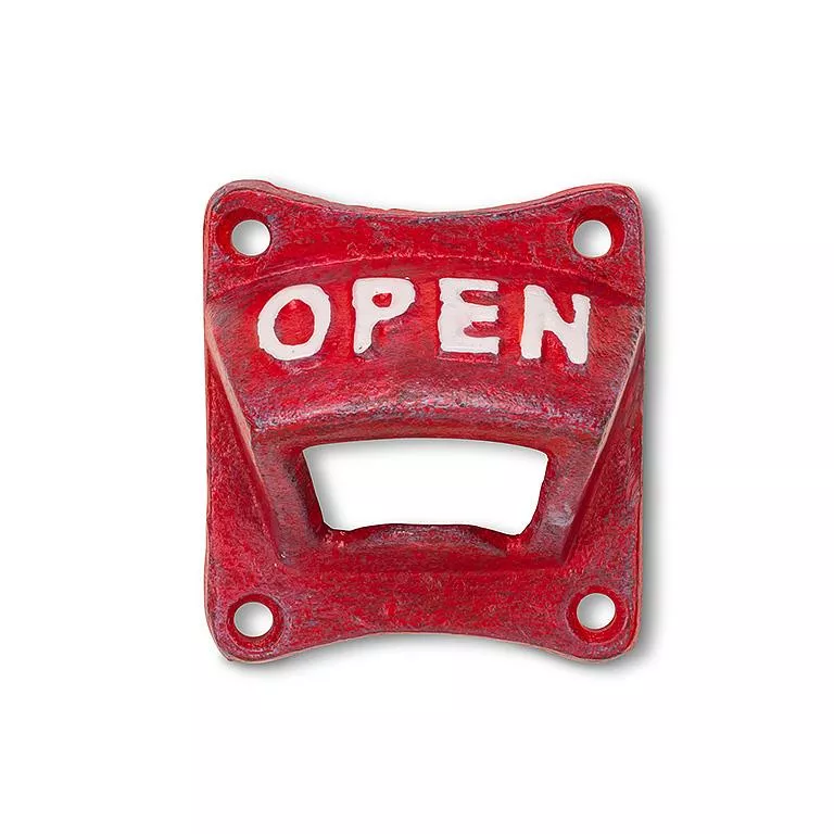Cast Iron Red 'OPEN' Wall Bottle Opener