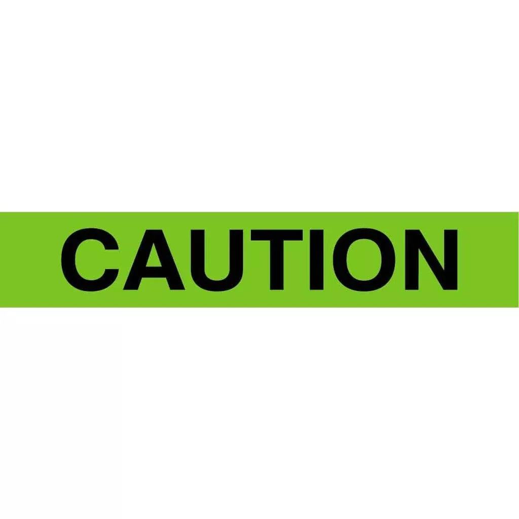 “Caution” Hi-vis Lime Green Barricade Tape