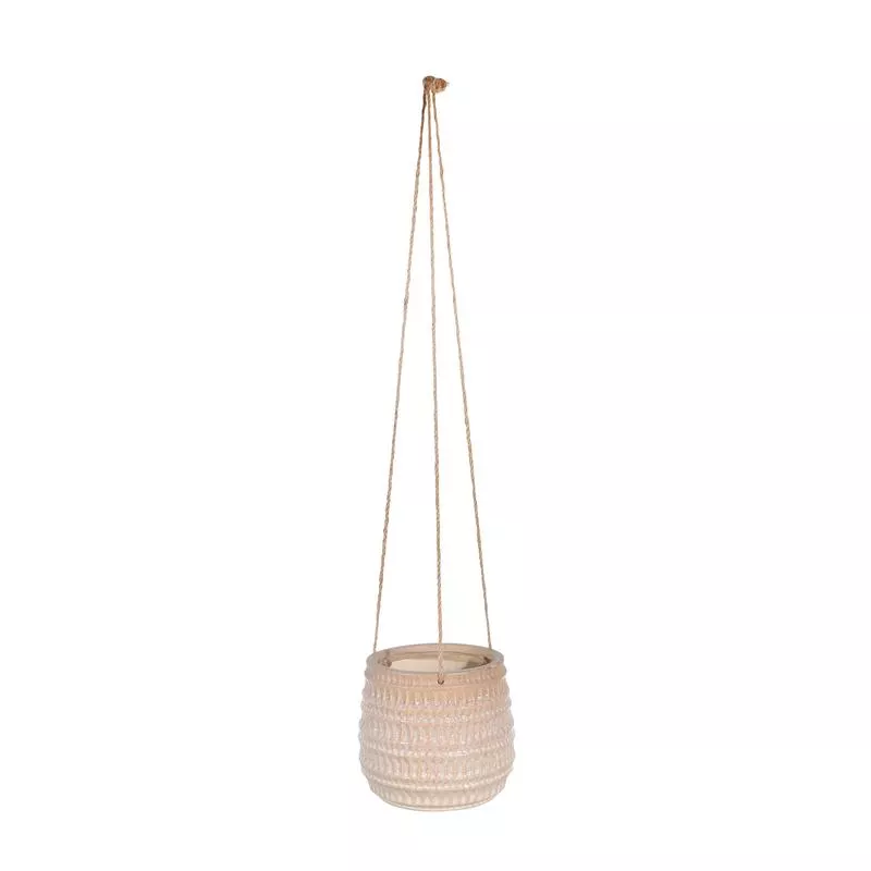 Ceramic 6″ Dimpled Hanging Planter, Beige