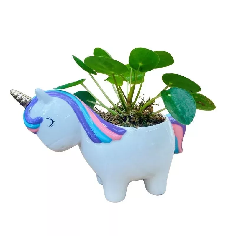 Ceramic Unicorn Pilea Planter