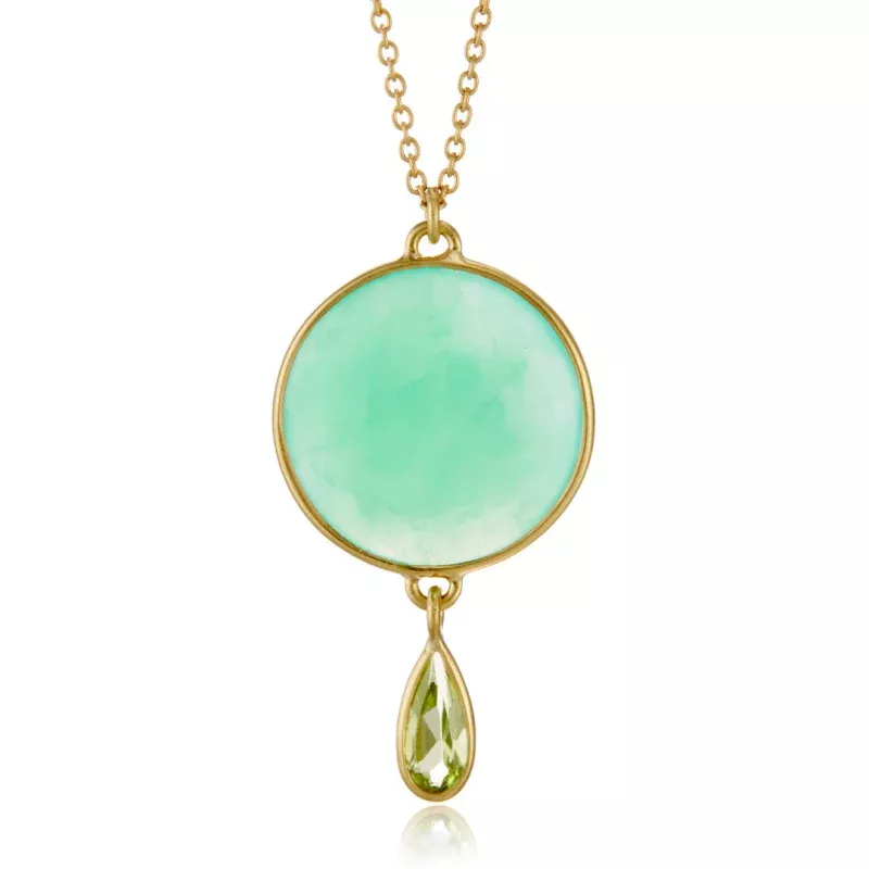 Chrysoprase & Peridot Moon Drop Necklace