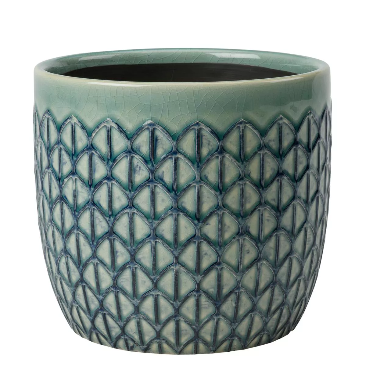 Collector Glazed Pot Green Geo 16cm
