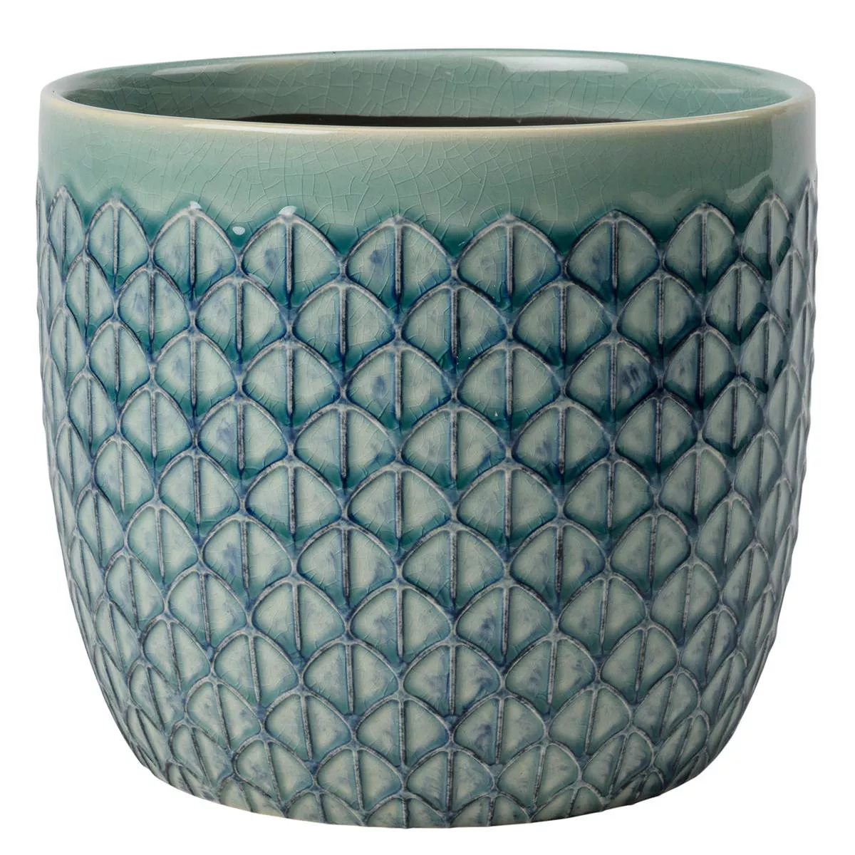 Collector Glazed Pot Green Geo 18cm