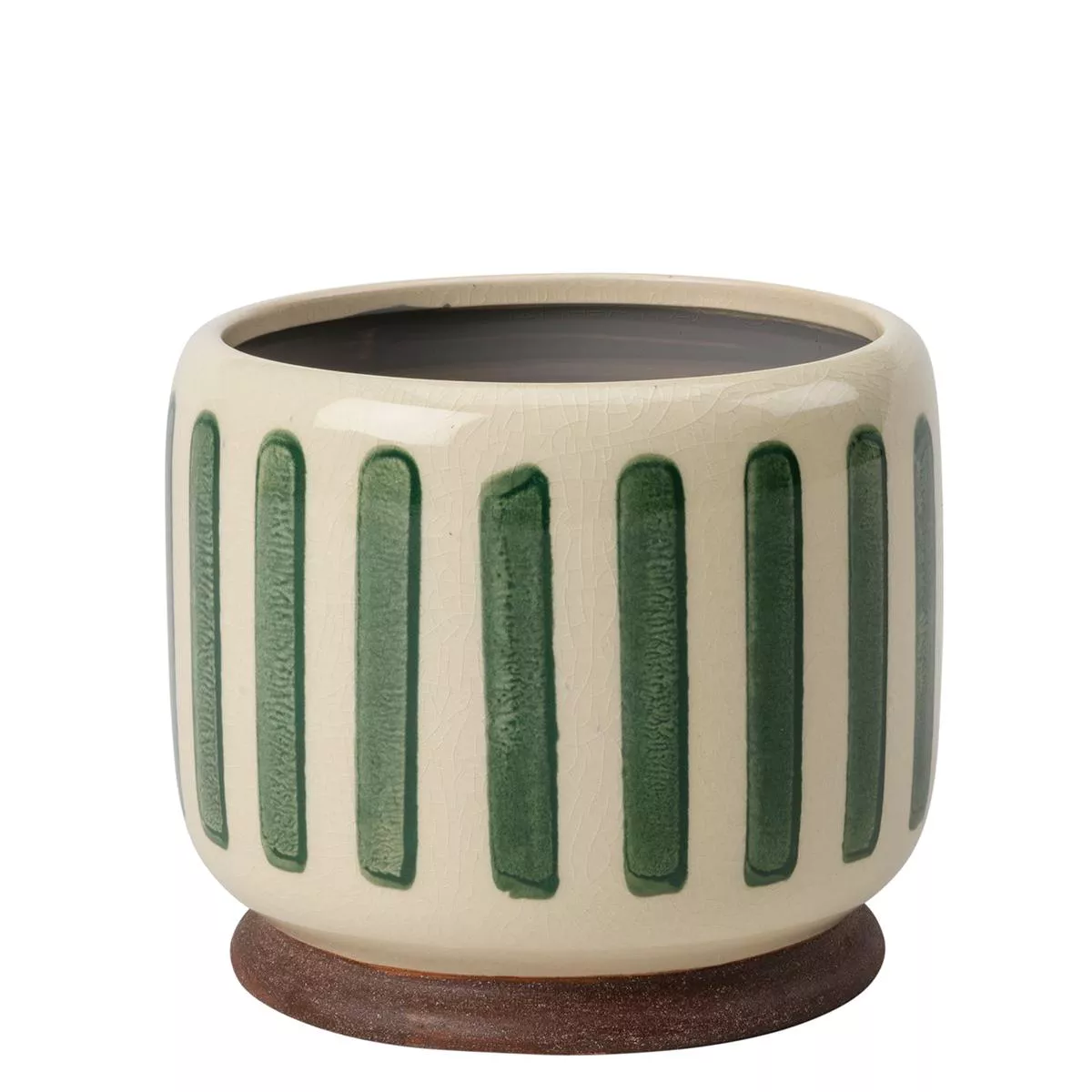 Collector Glazed Pot Green Stripe 13cm