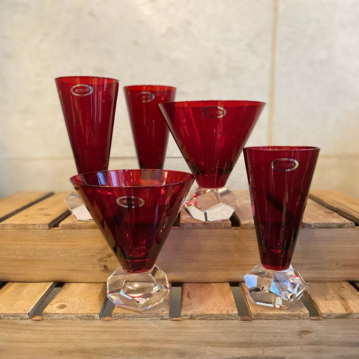 Crystal base Flute and Wine Glass