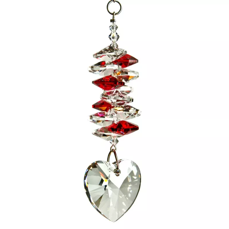 Crystal Heart Cascade Suncatcher, Ruby