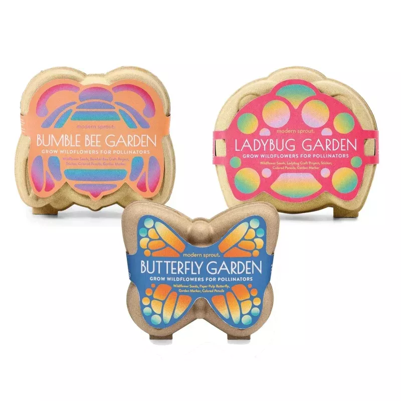 Curious Critters Garden Activity Kit - 3-Pack Mixed Wildflower Seeds Packet - Eco-Friendly Garden Fun for Kids