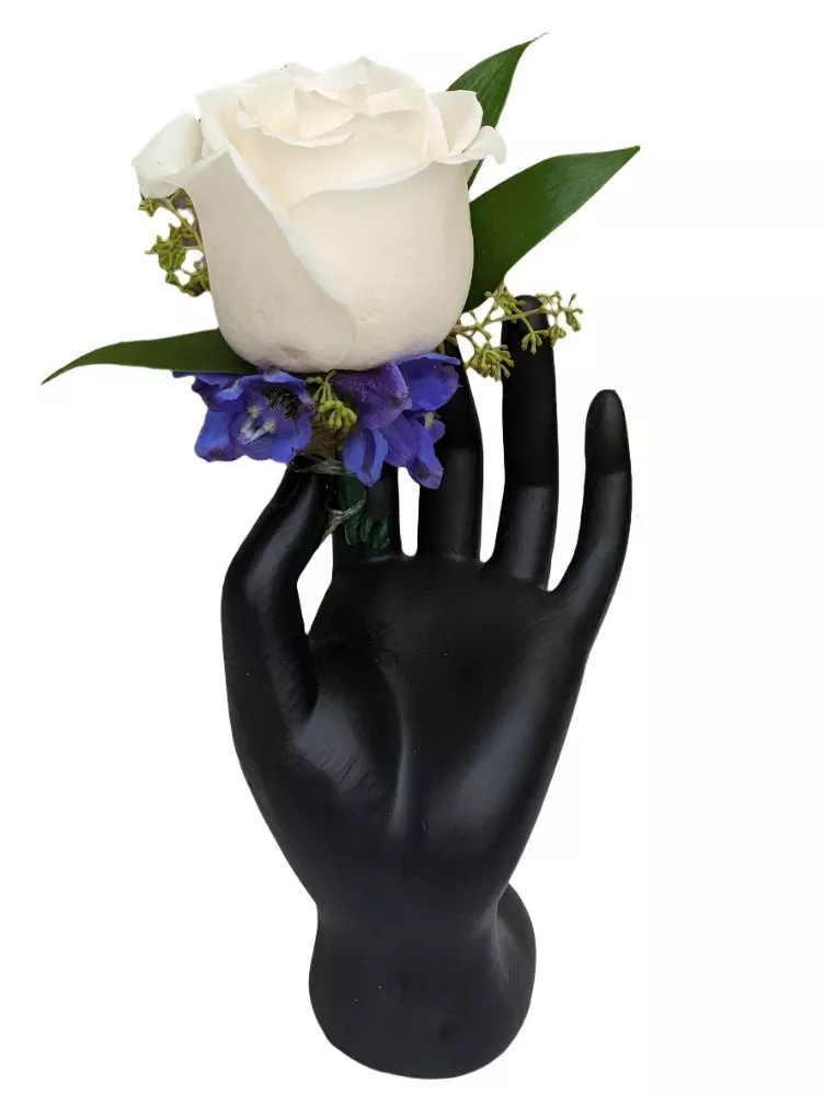 Delphinium and Rose Boutonniere