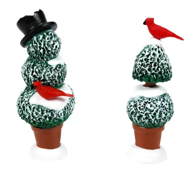 Department 56 Village Accessories- Cardinal Topiaries (set of 2)
