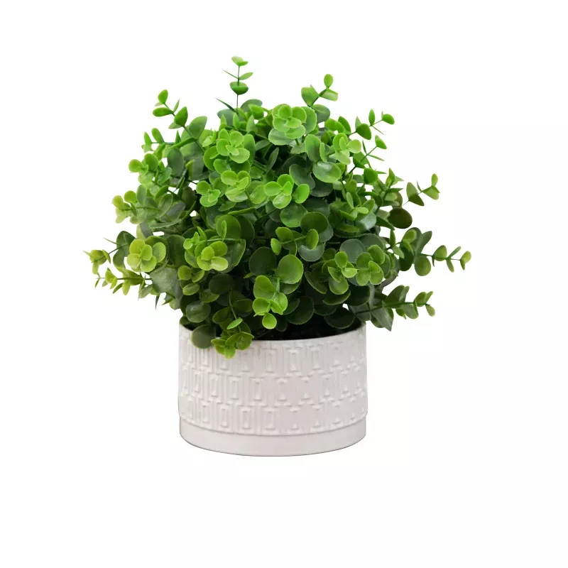 Desktop Faux Eucalyptus in Decorative Ceramic Vase