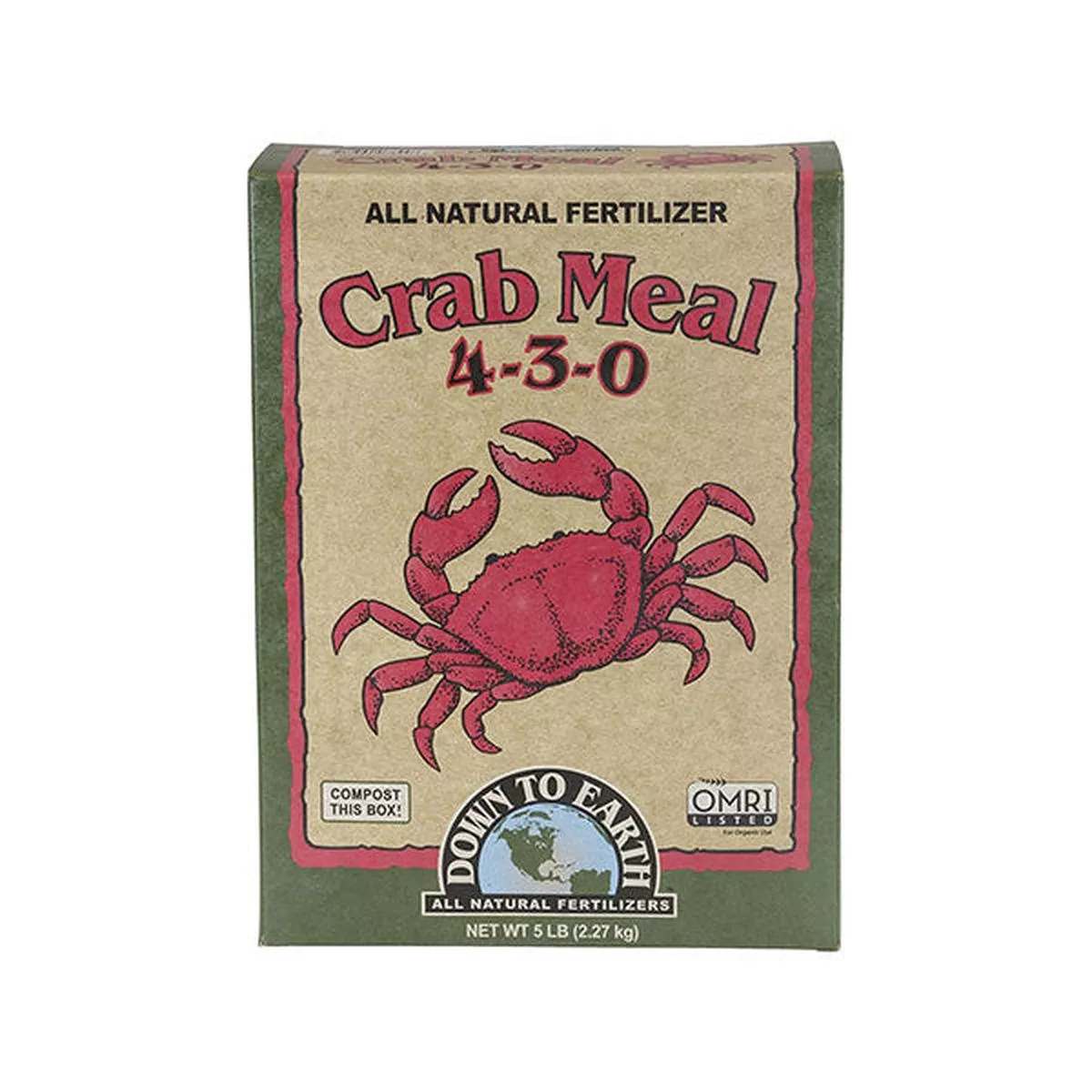 Down To Earth, Crab Meal 4-3-0, All Natural Fertilizer, Single Ingredient (5 LBS.)