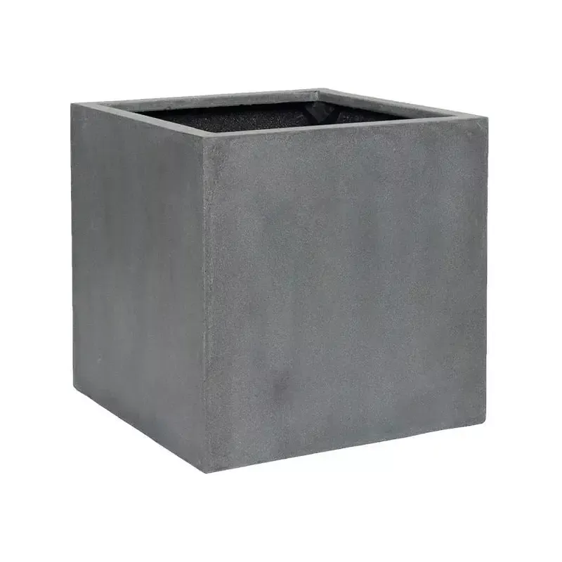 Fiberstone Plant Pot 40cm Height 38cm Dia Block M Grey