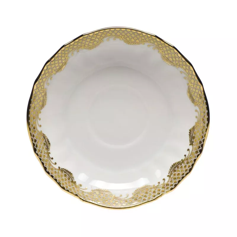 Fish Scale Canton Tea Saucer, Gold